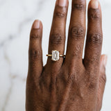 Yellow gold Emerald Cut Diamond Solitaire Ring with Flower Prong Setting and Classic Band_188
