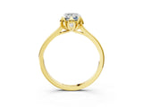 Yellow gold Emerald Cut Diamond Solitaire Ring with Flower Prong Setting and Classic Band_47