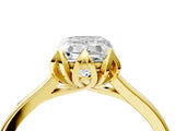 Yellow gold Emerald Cut Diamond Solitaire Ring with Flower Prong Setting and Classic Band_48