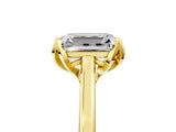 Yellow gold Emerald Cut Diamond Solitaire Ring with Flower Prong Setting and Classic Band_49