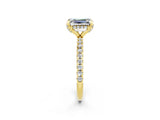 Yellow gold Emerald Cut Diamond Solitaire Ring with Four-Prong Setting and Pavé Band_2