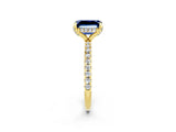 Yellow gold Emerald Cut Diamond Solitaire Ring with Four-Prong Setting and Pavé Band_2
