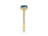 Yellow gold Emerald Cut Diamond Solitaire Ring with Four-Prong Setting and Pavé Band_2