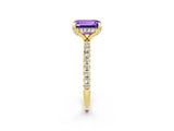 Yellow gold Emerald Cut Diamond Solitaire Ring with Four-Prong Setting and Pavé Band_2