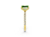 Yellow gold Emerald Cut Diamond Solitaire Ring with Four-Prong Setting and Pavé Band_2