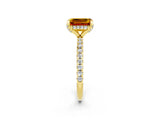 Yellow gold Emerald Cut Diamond Solitaire Ring with Four-Prong Setting and Pavé Band_2