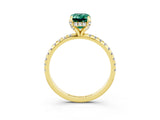 Yellow gold Emerald Cut Diamond Solitaire Ring with Four-Prong Setting and Pavé Band_3
