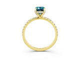 Yellow gold Emerald Cut Diamond Solitaire Ring with Four-Prong Setting and Pavé Band_3