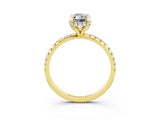 Yellow gold Emerald Cut Diamond Solitaire Ring with Four-Prong Setting and Pavé Band_3