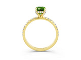 Yellow gold Emerald Cut Diamond Solitaire Ring with Four-Prong Setting and Pavé Band_3
