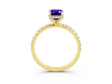 Yellow gold Emerald Cut Diamond Solitaire Ring with Four-Prong Setting and Pavé Band_3