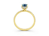 Yellow gold Emerald Cut Diamond Solitaire Ring with Four-Prong Setting and Pavé Band_3