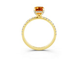 Yellow gold Emerald Cut Diamond Solitaire Ring with Four-Prong Setting and Pavé Band_3