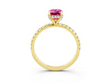 Yellow gold Emerald Cut Diamond Solitaire Ring with Four-Prong Setting and Pavé Band_3