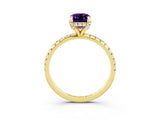 Yellow gold Emerald Cut Diamond Solitaire Ring with Four-Prong Setting and Pavé Band_3