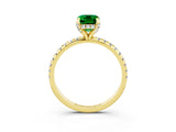 Yellow gold Emerald Cut Diamond Solitaire Ring with Four-Prong Setting and Pavé Band_3