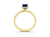 Yellow gold Emerald Cut Diamond Solitaire Ring with Four-Prong Setting and Pavé Band_3