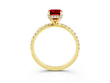 Yellow gold Emerald Cut Diamond Solitaire Ring with Four-Prong Setting and Pavé Band_3