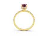 Yellow gold Emerald Cut Diamond Solitaire Ring with Four-Prong Setting and Pavé Band_3