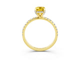 Yellow gold Emerald Cut Diamond Solitaire Ring with Four-Prong Setting and Pavé Band_3