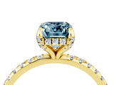 Yellow gold Emerald Cut Diamond Solitaire Ring with Four-Prong Setting and Pavé Band_4