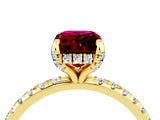 Yellow gold Emerald Cut Diamond Solitaire Ring with Four-Prong Setting and Pavé Band_4