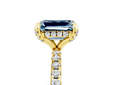 Yellow gold Emerald Cut Diamond Solitaire Ring with Four-Prong Setting and Pavé Band_5