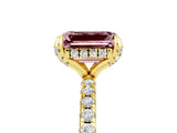 Yellow gold Emerald Cut Diamond Solitaire Ring with Four-Prong Setting and Pavé Band_5