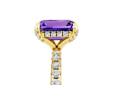 Yellow gold Emerald Cut Diamond Solitaire Ring with Four-Prong Setting and Pavé Band_5