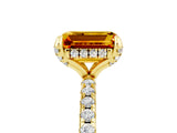 Yellow gold Emerald Cut Diamond Solitaire Ring with Four-Prong Setting and Pavé Band_5