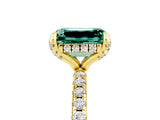 Yellow gold Emerald Cut Diamond Solitaire Ring with Four-Prong Setting and Pavé Band_5