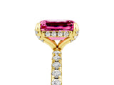 Yellow gold Emerald Cut Diamond Solitaire Ring with Four-Prong Setting and Pavé Band_5