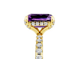 Yellow gold Emerald Cut Diamond Solitaire Ring with Four-Prong Setting and Pavé Band_5