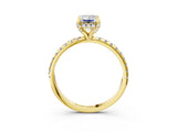 Yellow gold Emerald Cut Diamond Solitaire Ring with Four-Prong Setting and Pavé Band_6