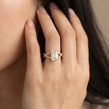 Yellow gold Emerald Cut Diamond Solitaire Ring with Four-Prong Setting and Twisted Pavé Band_15