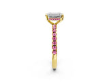 Yellow gold Emerald Cut Diamond Solitaire Ring with Pavé Band and Four-Prong Setting_2