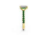 Yellow gold Emerald Cut Diamond Solitaire Ring with Pavé Band and Four-Prong Setting_2