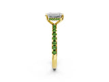 Yellow gold Emerald Cut Diamond Solitaire Ring with Pavé Band and Four-Prong Setting_2