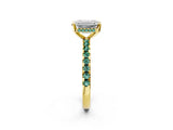 Yellow gold Emerald Cut Diamond Solitaire Ring with Pavé Band and Four-Prong Setting_2
