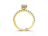 Yellow gold Emerald Cut Diamond Solitaire Ring with Pavé Band and Four-Prong Setting_3