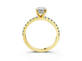 Yellow gold Emerald Cut Diamond Solitaire Ring with Pavé Band and Four-Prong Setting_3