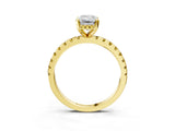Yellow gold Emerald Cut Diamond Solitaire Ring with Pavé Band and Four-Prong Setting_3