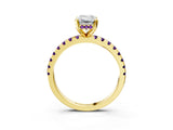 Yellow gold Emerald Cut Diamond Solitaire Ring with Pavé Band and Four-Prong Setting_3