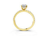 Yellow gold Emerald Cut Diamond Solitaire Ring with Pavé Band and Four-Prong Setting_3
