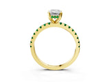 Yellow gold Emerald Cut Diamond Solitaire Ring with Pavé Band and Four-Prong Setting_3