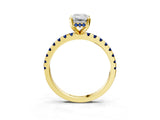 Yellow gold Emerald Cut Diamond Solitaire Ring with Pavé Band and Four-Prong Setting_3