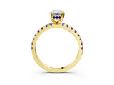 Yellow gold Emerald Cut Diamond Solitaire Ring with Pavé Band and Four-Prong Setting_3