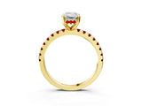 Yellow gold Emerald Cut Diamond Solitaire Ring with Pavé Band and Four-Prong Setting_3