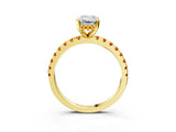 Yellow gold Emerald Cut Diamond Solitaire Ring with Pavé Band and Four-Prong Setting_3