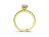 Yellow gold Emerald Cut Diamond Solitaire Ring with Pavé Band and Four-Prong Setting_3